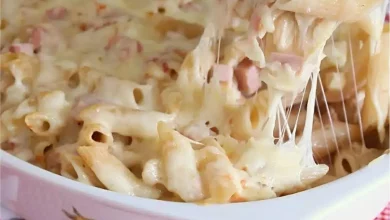 Macarrão Assado Cremoso com Presunto e Queijo