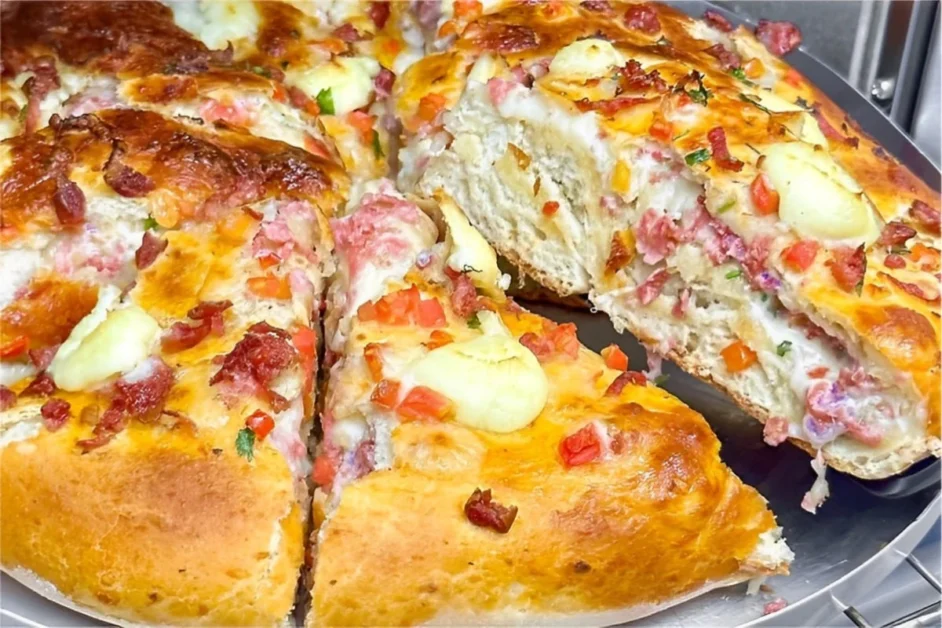 Torta Pizza com massa de de padaria