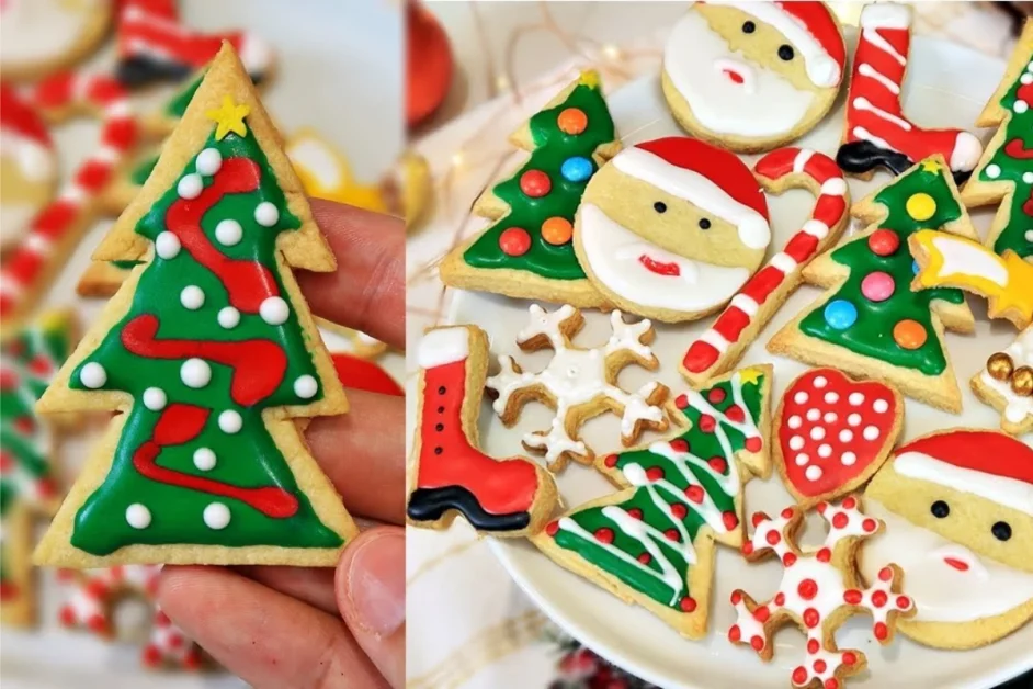 Biscoitinho de Natal decorado com massa fácil de fazer e que derrete na boca