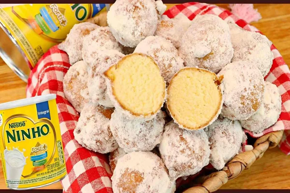 Bolinho de chuva com leite ninho muito gostoso e que rende bastante dá e sobra para família toda