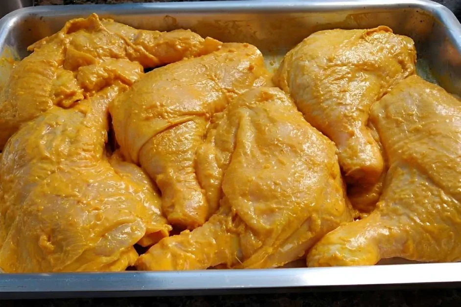 Frango assado no forno suculento e com um tempero secreto que deixa ele mais gostoso ainda