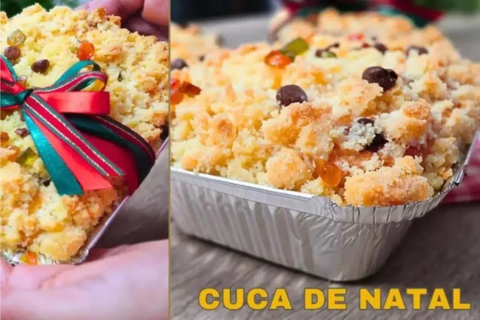 Pão cuca de natal uma opção de lanche e café da manhã delicioso para os dias de fim de ano