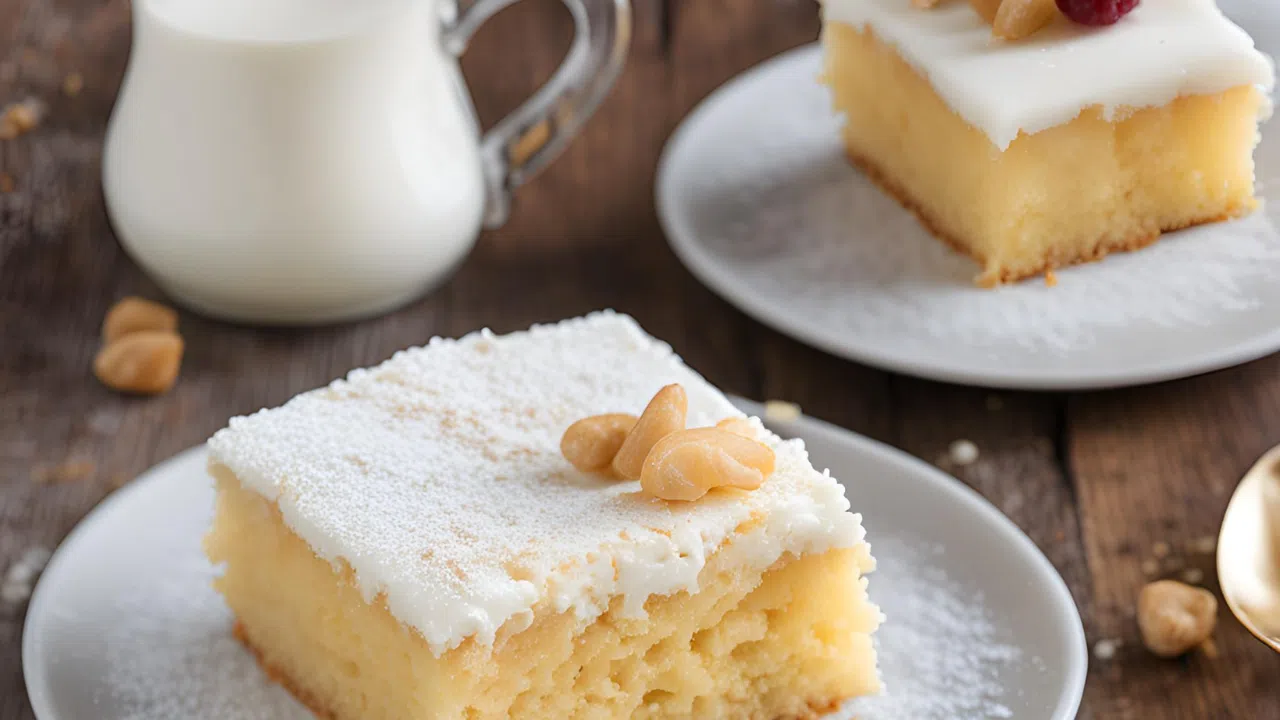 Bolo de Leite Ninho Molhadinho e geladinho com coberrtura