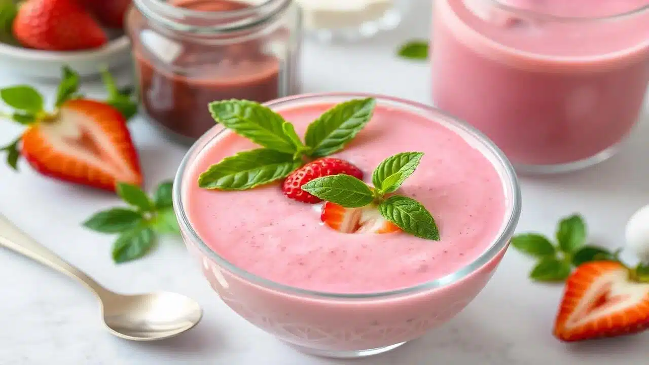 Mousse de Morango Simples e Cremosa com Suco em Pó